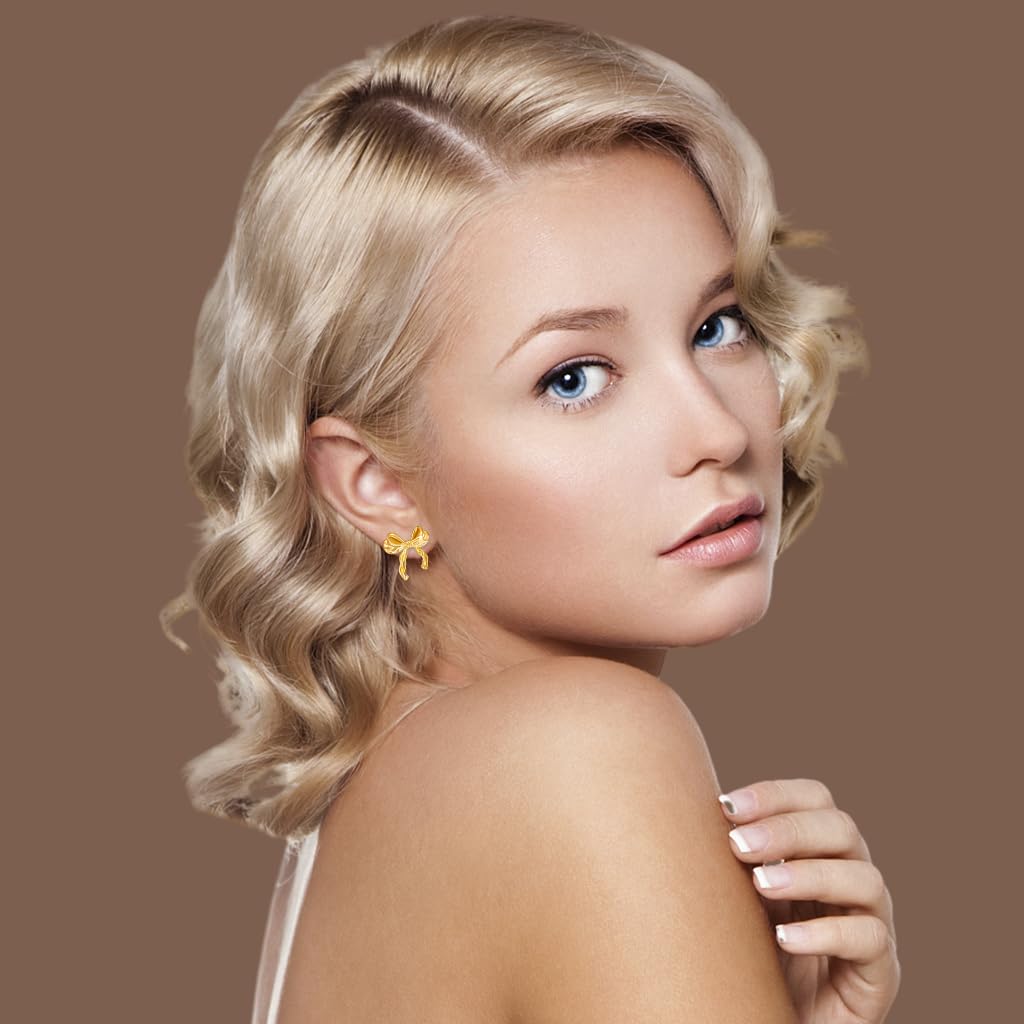 SANNIDHI 2 Pairs Bow Earrings for Women Fashion Girls Stud Earrings Elegant Metal Bowknot Studs Earrings for Women Jewelry Gift - Gold & Silver SANNIDHI 2 Pairs Bow Earrings for Women Fashion Girls Stud Earrings Elegant Metal Bowknot Studs Earrings for Women Jewelry Gift - Gold & Silver